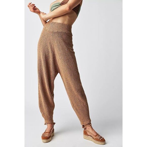 New Free People x Zulu & Zephyr Almond Cotton Blend Knit Pants Size 8 - Picture 2 of 10